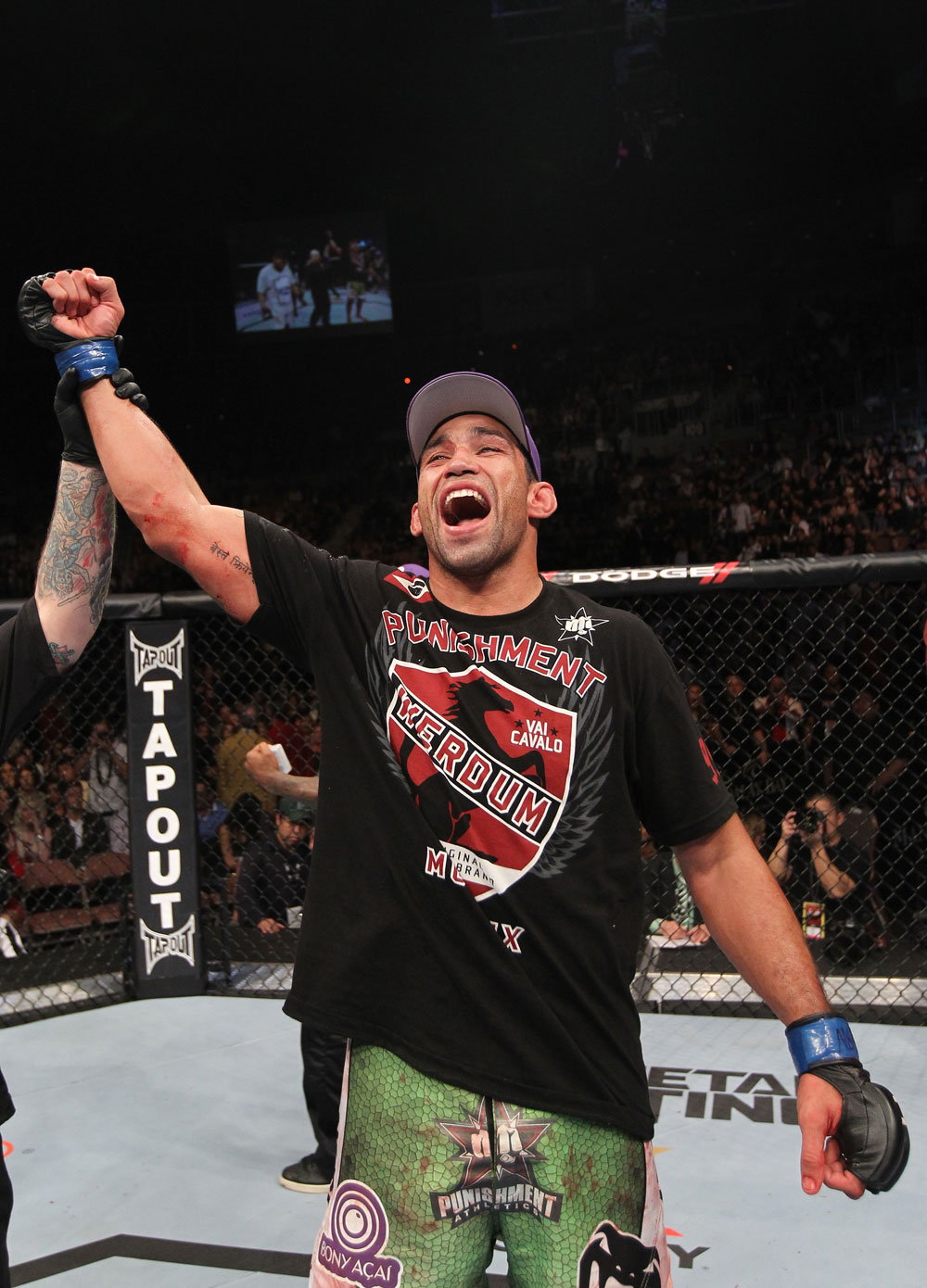 LAS VEGAS, NV - FEBRUARY 04:  Fabricio Werdum reacts to being declared the winner in his fight against Roy Nelson during the UFC 143 event at Mandalay Bay Events Center on February 4, 2012 in Las Vegas, Nevada.  (Photo by Nick Laham/Zuffa LLC/Zuffa LLC via Getty Images) *** Local Caption *** Fabricio Werdum