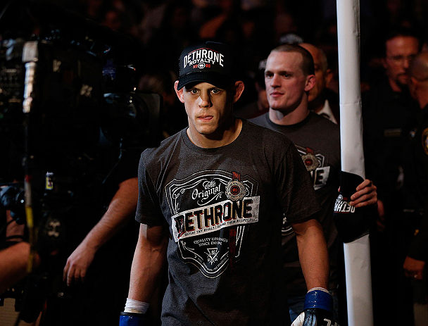 LAS VEGAS, NV - DECEMBER 29: Joe Lauzon walks to the Octagon before his lightweight fight at UFC 155 on December 29, 2012 at MGM Grand Garden Arena in Las Vegas, Nevada. (Photo by Josh Hedges/Zuffa LLC/Zuffa LLC via Getty Images) *** Local Caption *** Joe Lauzon; Jim Miller