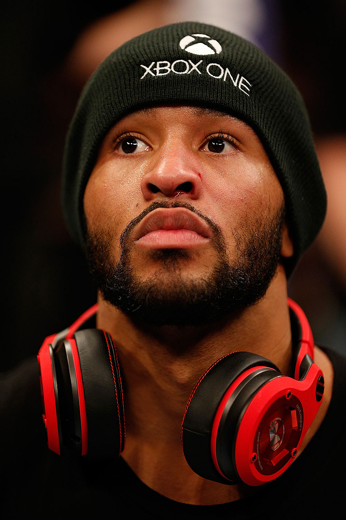 SACRAMENTO, CA - DECEMBER 14:  Demetrious Johnson awaits the official decision in his flyweight championship bout during the UFC on FOX event at Sleep Train Arena on December 14, 2013 in Sacramento, California. (Photo by Josh Hedges/Zuffa LLC/Zuffa LLC via Getty Images) *** Local Caption *** Demetrious Johnson
