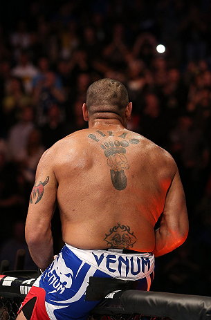 MINNEAPOLIS, MN - OCTOBER 05: Antonio Silva reacts after knocking out Travis Browne during their heavyweight fight at the UFC on FX event at Target Center on October 5, 2012 in Minneapolis, Minnesota. (Photo by Josh Hedges/Zuffa LLC/Zuffa LLC via Getty Images)