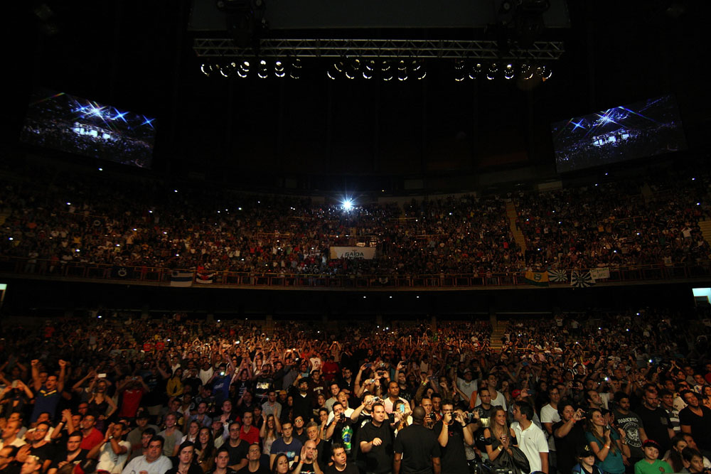BELO HORIZONTE, BRAZIL - JUNE 23: A general view of the fans in attendance during the UFC 147 event at Estadio Jornalista Felipe Drummond on June 23, 2012 in Belo Horizonte, Brazil. (Photo by Josh Hedges/Zuffa LLC/Zuffa LLC via Getty Images)