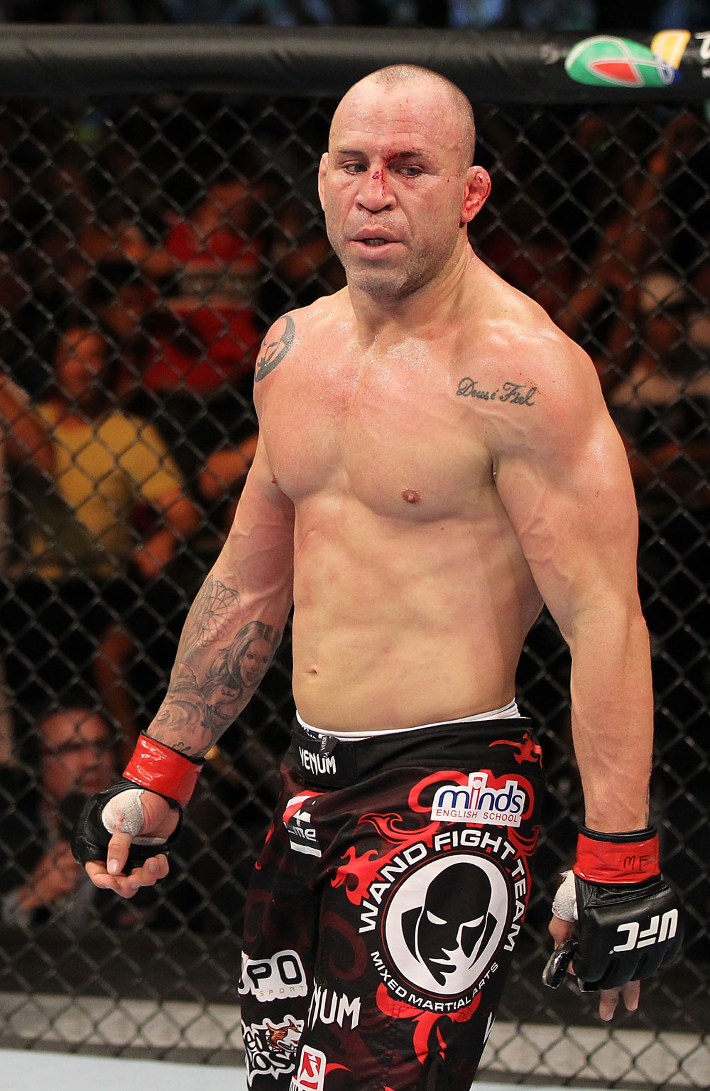 BELO HORIZONTE, BRAZIL - JUNE 23: Wanderlei Silva stands in the Octagon during his UFC 147 catchweight bout against Rich Franklin at Estadio Jornalista Felipe Drummond on June 23, 2012 in Belo Horizonte, Brazil. (Photo by Josh Hedges/Zuffa LLC/Zuffa LLC via Getty Images)