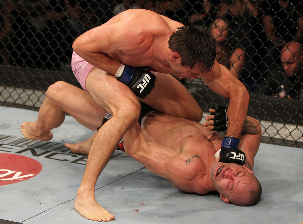 BELO HORIZONTE, BRAZIL - JUNE 23: (L-R) Rich Franklin punches Wanderlei Silva during their UFC 147 catchweight bout at Estadio Jornalista Felipe Drummond on June 23, 2012 in Belo Horizonte, Brazil. (Photo by Josh Hedges/Zuffa LLC/Zuffa LLC via Getty Images)