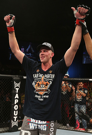 NOTTINGHAM, ENGLAND - SEPTEMBER 29: Strefan Struve reacts after knocking out Stipe Miocic during their heavyweight fight at the UFC on Fuel TV event at Capital FM Arena on September 29, 2012 in Nottingham, England. (Photo by Josh Hedges/Zuffa LLC/Zuffa LLC via Getty Images)