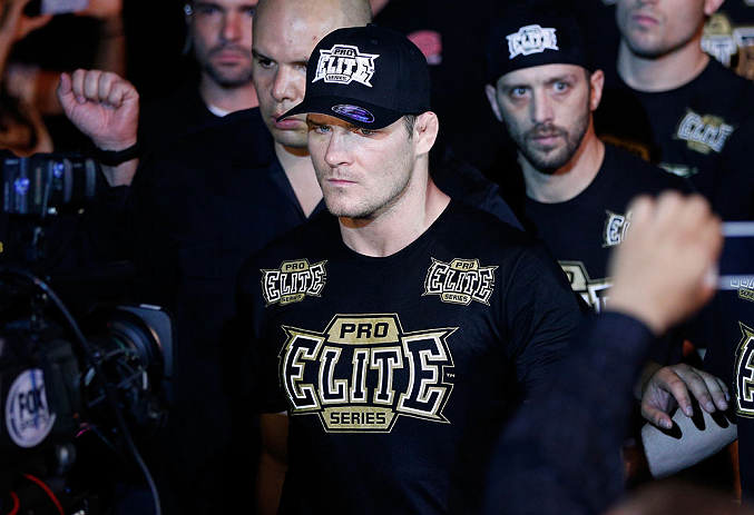 SAO PAULO, BRAZIL - JANUARY 19: Michael Bisping enters the arena before his middleweight fight against Vitor Belfort at the UFC on FX event on January 19, 2013 at Ibirapuera Gymnasium in Sao Paulo, Brazil. (Photo by Josh Hedges/Zuffa LLC/Zuffa LLC via Getty Images)