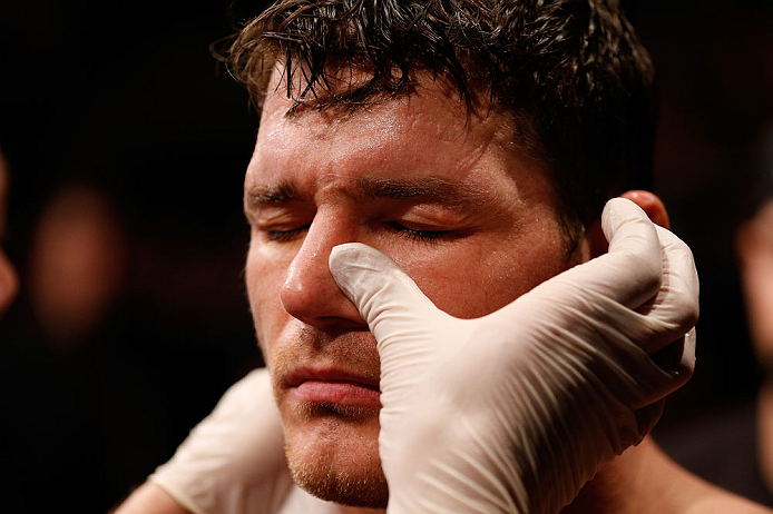 SAO PAULO, BRAZIL - JANUARY 19: Michael Bisping prepares to enter the Octagon before his middleweight fight against Vitor Belfort at the UFC on FX event on January 19, 2013 at Ibirapuera Gymnasium in Sao Paulo, Brazil. (Photo by Josh Hedges/Zuffa LLC/Zuffa LLC via Getty Images)