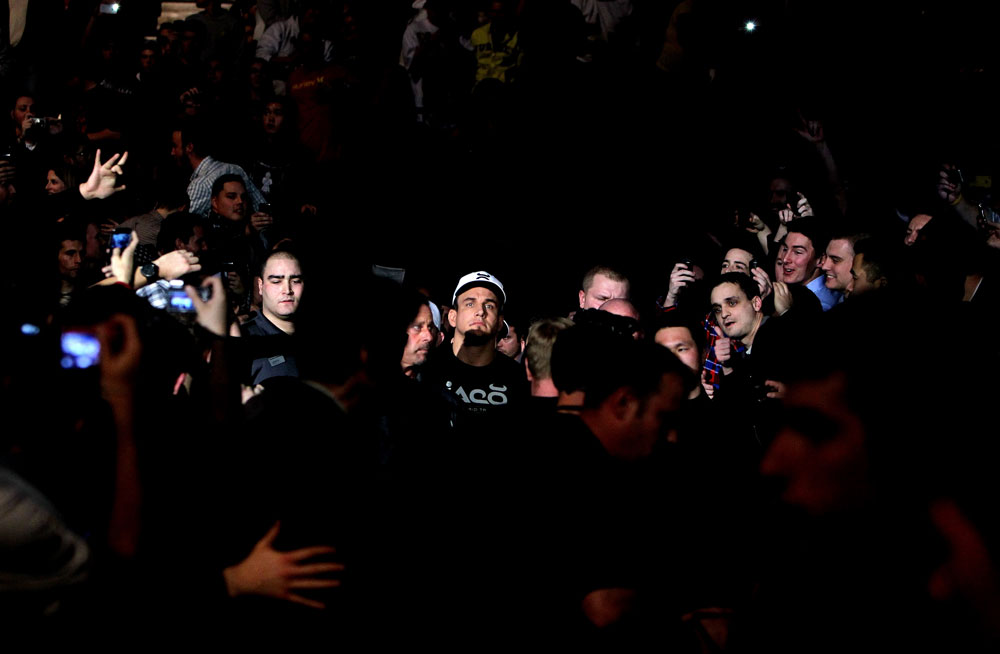 TORONTO, ON - DECEMBER 10:  Frank Mir enters the arena before his bout against Antonio Rodrigo Nogueira during the UFC 140 event at Air Canada Centre on December 10, 2011 in Toronto, Ontario, Canada.  (Photo by Josh Hedges/Zuffa LLC/Zuffa LLC via Getty Images)