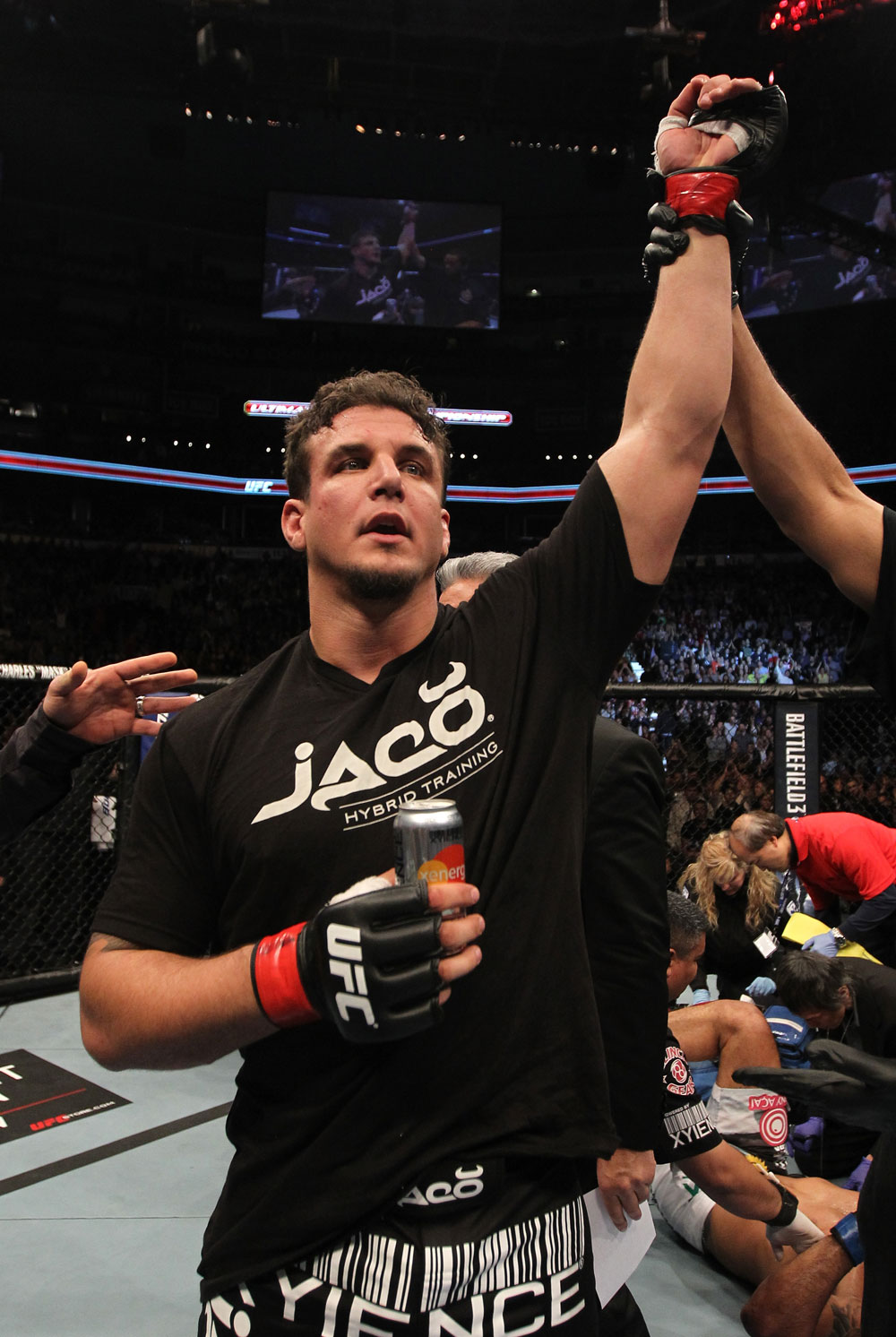 TORONTO, ON - DECEMBER 10:  Frank Mir reacts after defeating Antonio Rodrigo Nogueira by TKO during the UFC 140 event at Air Canada Centre on December 10, 2011 in Toronto, Ontario, Canada.  (Photo by Nick Laham/Zuffa LLC/Zuffa LLC via Getty Images)