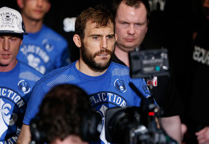 STOCKHOLM, SWEDEN - APRIL 06:  Ryan Couture enters the arena before his lightweight fight against Ross Pearson at the Ericsson Globe Arena on April 6, 2013 in Stockholm, Sweden.  (Photo by Josh Hedges/Zuffa LLC/Zuffa LLC via Getty Images)