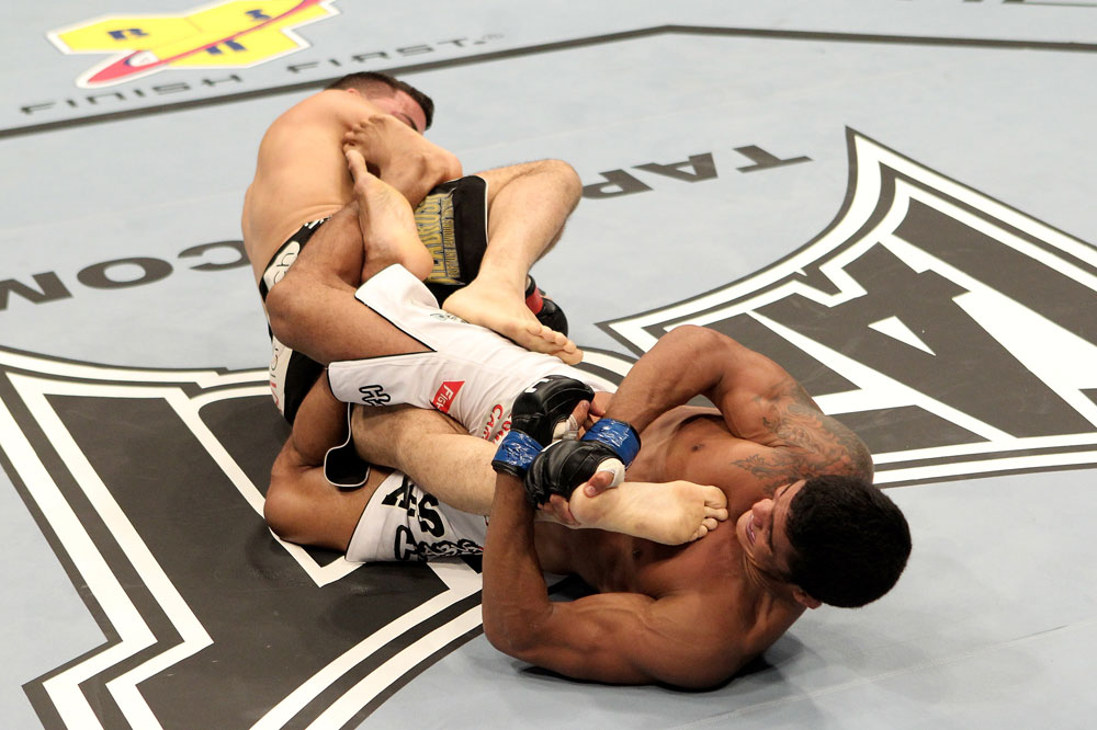 Carlos Eduardo Rocha (R) of Brazil fights with Kris McCray of the USA during their UFC Welterweight bout at the Konig Pilsner Arena on November 13, 2010 in Oberhausen, Germany. (Photo by Josh Hedges/Zuffa LLC/Zuffa LLC)