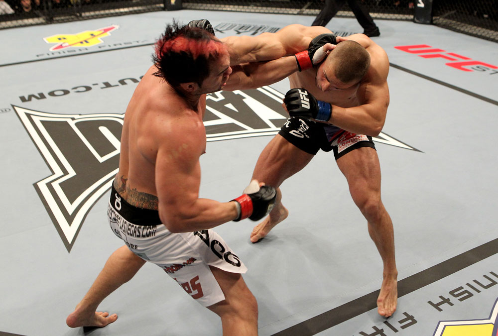Seth Petruzelli of the USA fights with Karlos Vemola (R) of the Czech Republic during their UFC Light Heavyweight bout at the Konig Pilsner Arena on November 13, 2010 in Oberhausen, Germany. (Photo by Josh Hedges/Zuffa LLC/Zuffa LLC)