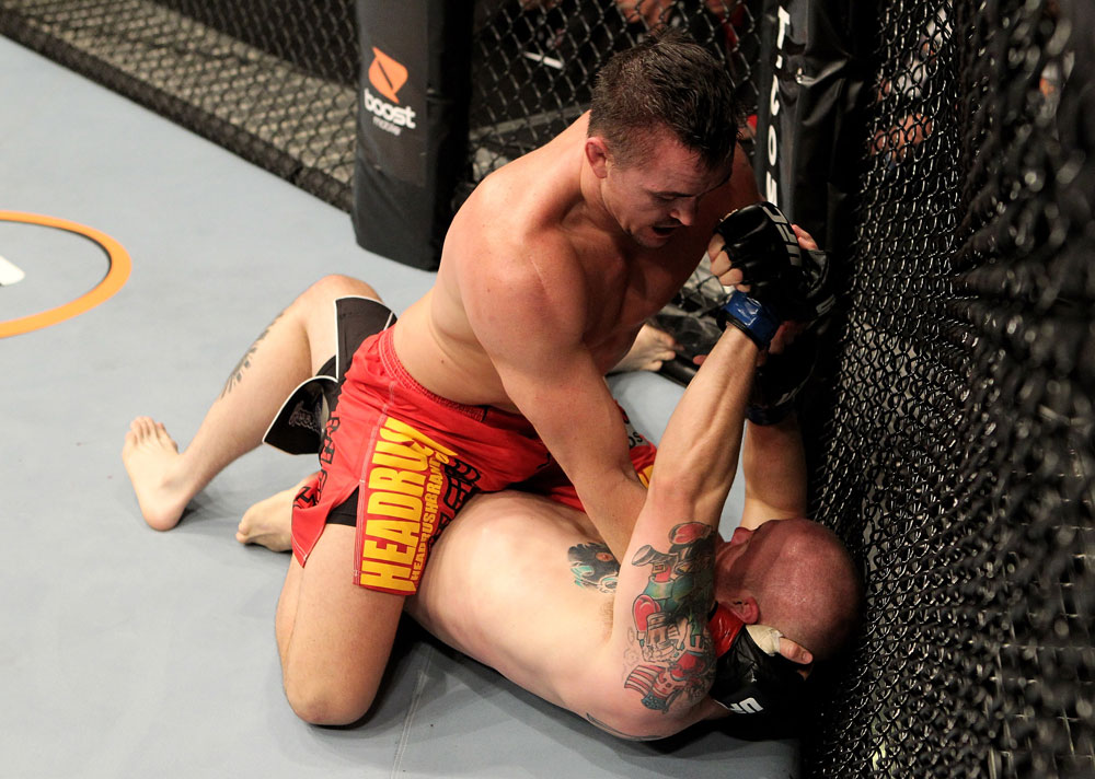 Kyle Noke of Australia fights Rob Kimmons (R) of the USA during their UFC Middleweight bout at the Konig Pilsner Arena on November 13, 2010 in Oberhausen, Germany. (Photo by Josh Hedges/Zuffa LLC/Zuffa LLC)