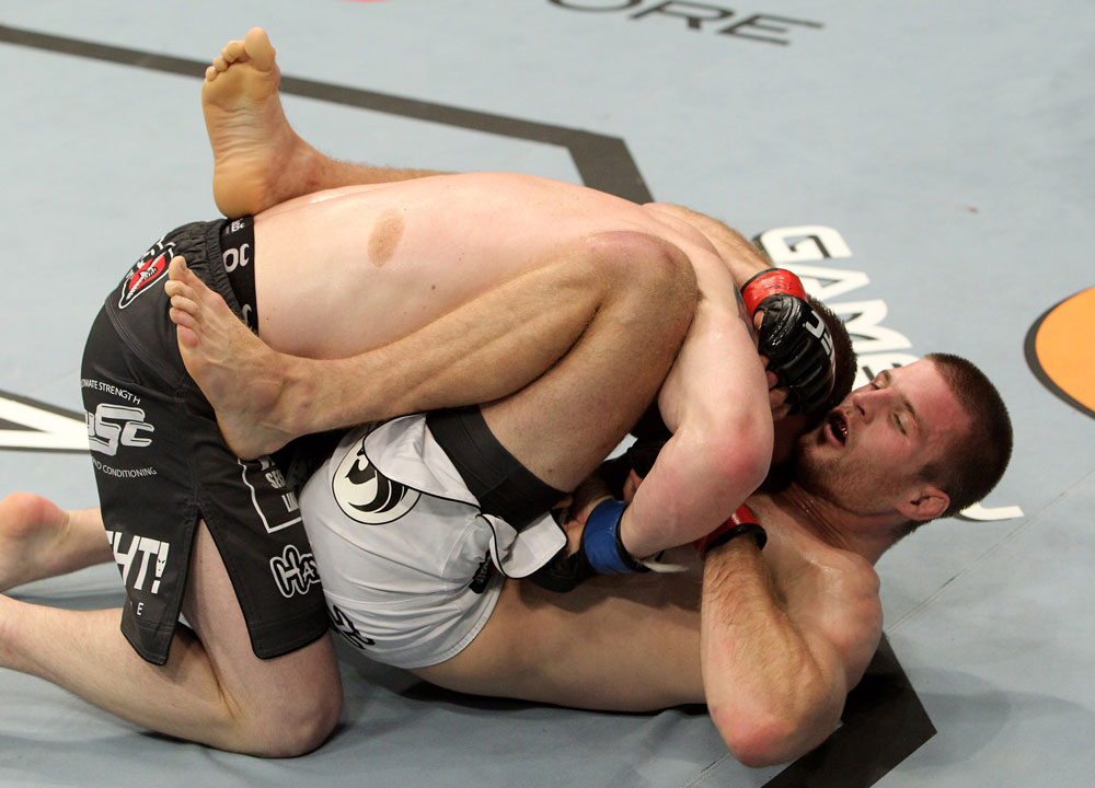 Pascal Krauss of Germany fights Marc Scanlon (L) of the United Kingdom during their UFC Welterweight bout at the Konig Pilsner Arena on November 13, 2010 in Oberhausen, Germany. (Photo by Josh Hedges/Zuffa LLC/Zuffa LLC)