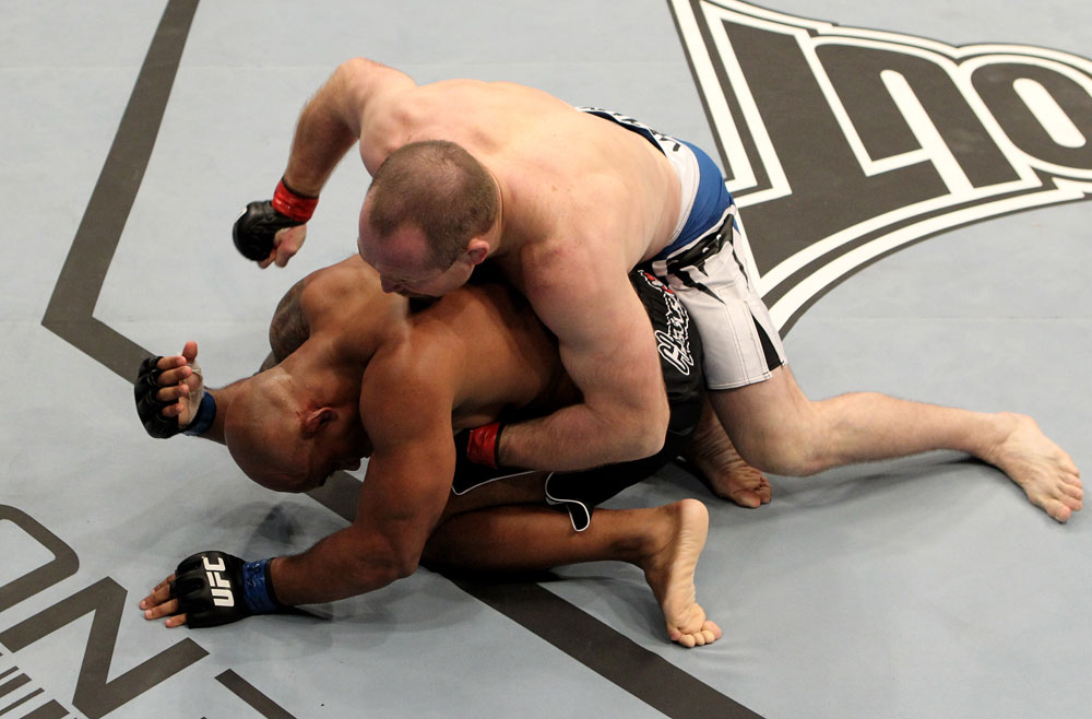 Vladimir Matyushenko (R) of Belarus fights with Alexandre Ferreira of Brazil during their UFC Light-Heavyweight bout at the Konig Pilsner Arena on November 13, 2010 in Oberhausen, Germany. (Photo by Josh Hedges/Zuffa LLC/Zuffa LLC)