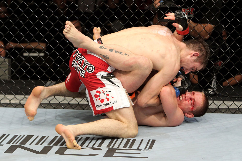 Duane Ludwig (R) of the USA fights Nick Osipczak of the United Kingdom during their UFC Welterweight bout at the Konig Pilsner Arena on November 13, 2010 in Oberhausen, Germany. (Photo by Josh Hedges/Zuffa LLC/Zuffa LLC)