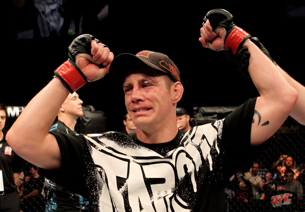 Duane Ludwig of the USA celebrates victory by a unanimous points decision over Nick Osipczak of the United Kingdom during their UFC Welterweight bout at the Konig Pilsner Arena on November 13, 2010 in Oberhausen, Germany. (Photo by Josh Hedges/Zuffa LLC/Zuffa LLC)