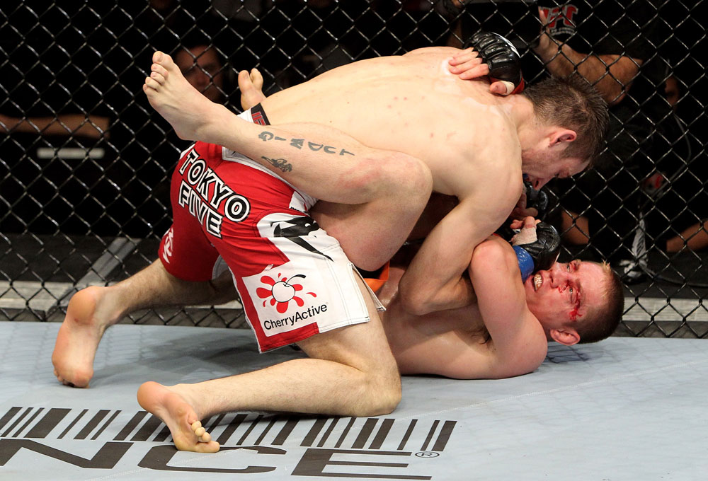 Duane Ludwig (R) of the USA fights Nick Osipczak of the United Kingdom during their UFC Welterweight bout at the Konig Pilsner Arena on November 13, 2010 in Oberhausen, Germany. (Photo by Josh Hedges/Zuffa LLC/Zuffa LLC)