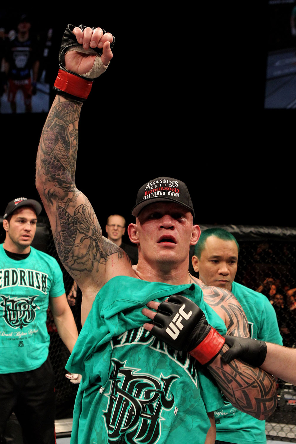 Krzysztof Soszynski of Canada celebrates victory by unanimous decision over Goran Reljic of Croatia during their Light-Heavyweight UFC bout at the Konig Pilsner Arena on November 13, 2010 in Oberhausen, Germany. (Photo by Josh Hedges/Zuffa LLC/Zuffa LLC)