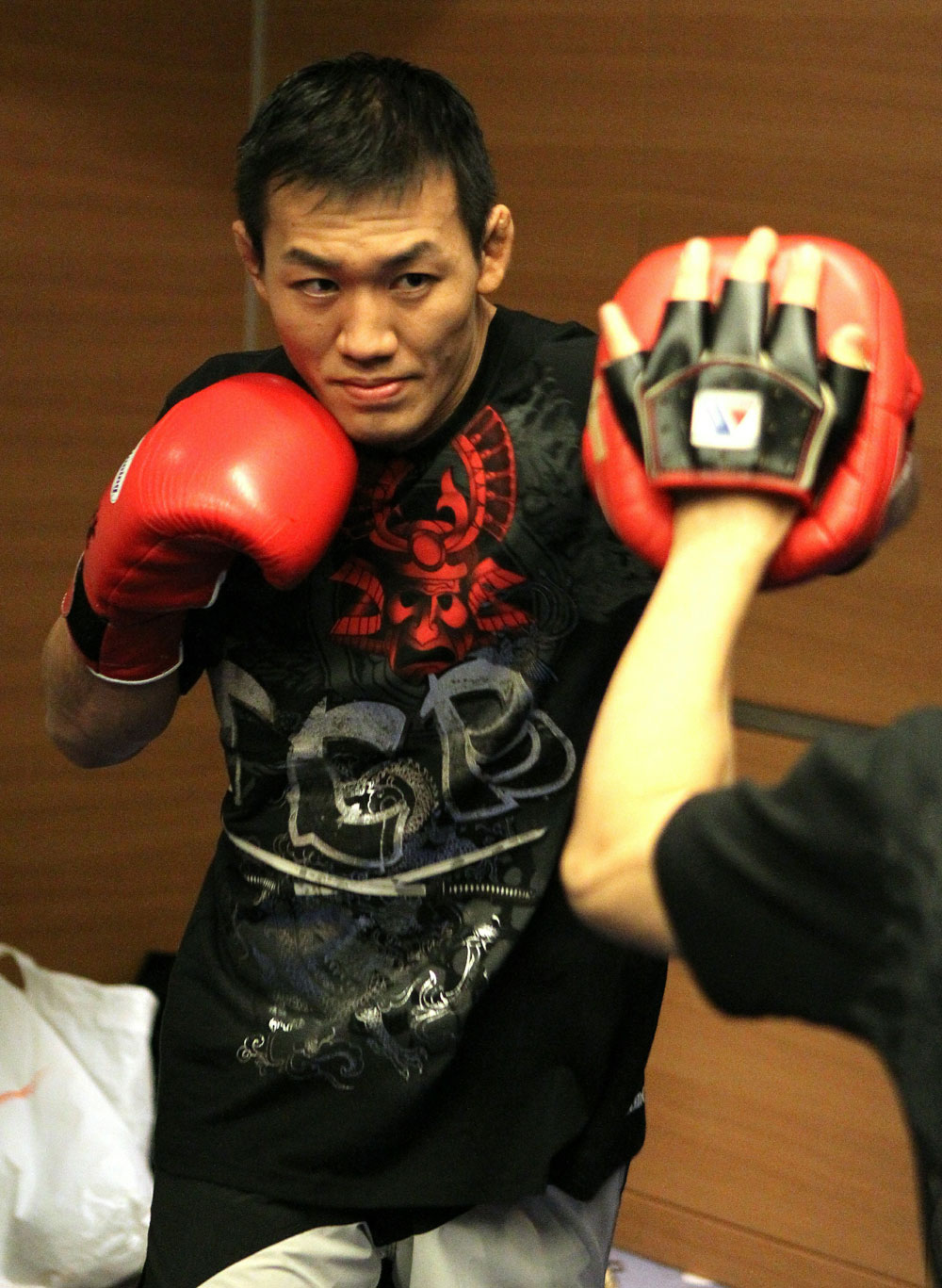 Yushin Okami of Japan works out at the UFC 122 open workouts at the Hilton Hotel on November 10, 2010 in Dusseldorf, Germany. (Photo by Josh Hedges/Zuffa LLC via Getty Images)
