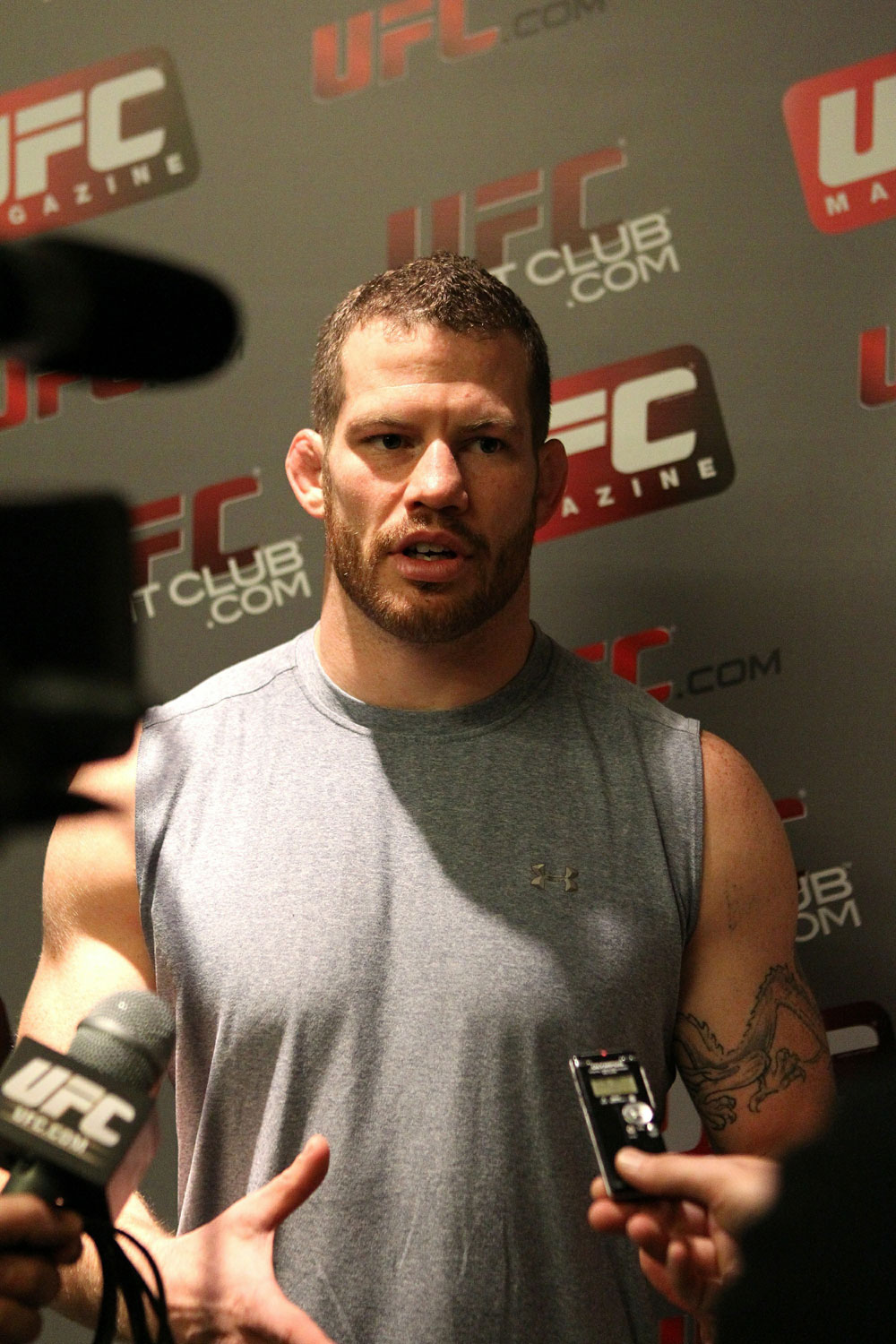Nate Marquardt is interviewed during the UFC 122 open workouts at the Hilton Hotel on November 10,  2010 in Dusseldorf, Germany.  (Photo by Josh Hedges/Zuffa LLC via Getty Images)