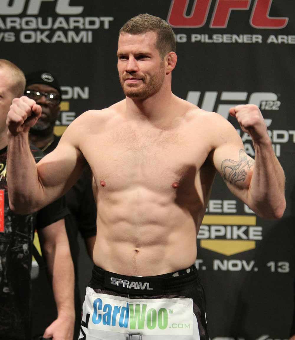 Nate Marquardt of United States weighs in at 186 lbs at the UFC 122 weigh-in at the Koenig Pilsener Arena on November 12,  2010 in Oberhausen, Germany.  (Photo by Josh Hedges/Zuffa LLC/Zuffa LLC via Getty Images)