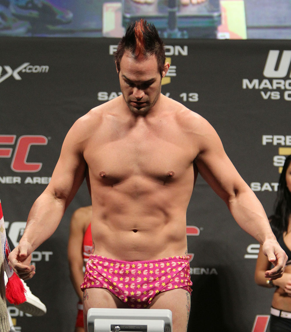 Seth Petruzelli weighs in at 205 lbs at the UFC 122 weigh-in at the Kšnig Pilsener Arena on November 12, 2010 in Oberhausen, Germany. (Photo by Josh Hedges/Zuffa LLC/Zuffa LLC via Getty Images)