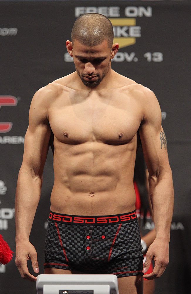 Andre Winner weighs in at the UFC 122 weigh-in at the Kšnig Pilsener Arena on November 12, 2010 in Oberhausen, Germany. (Photo by Josh Hedges/Zuffa LLC/Zuffa LLC via Getty Images)