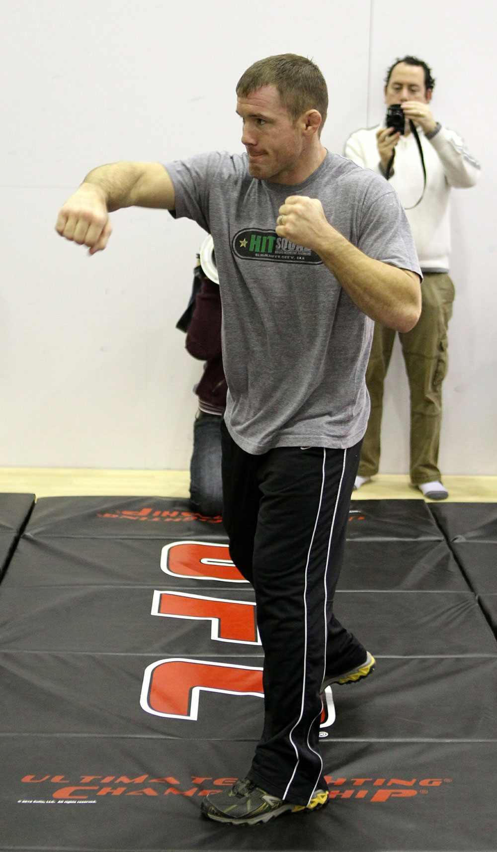 Matt Hughes works out for the media at the UFC 123 open workouts at the Detroit Athletic Club in Detroit, Michigan on November 18, 2010  (Photo by Josh Hedges/Zuffa LLC/Zuffa LLC via Getty Images)