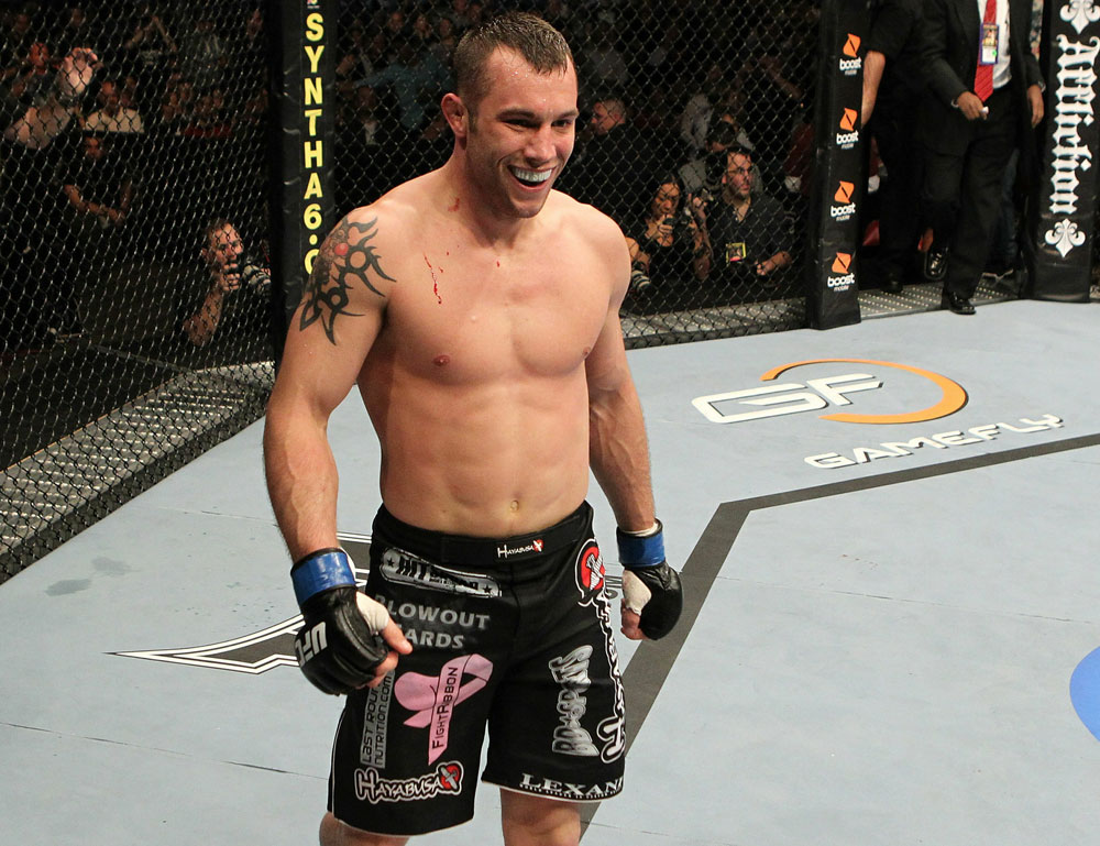 UFC 123: Brian Foster celebrates his victory over Matt Brown.