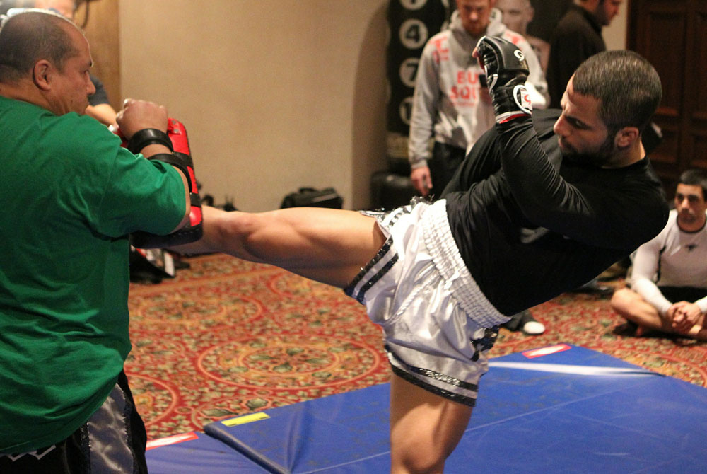 UFC 124 open workouts at the Marriott Chateau Champlain in on December 8, 2010 in Montreal, Quebec, Canada.