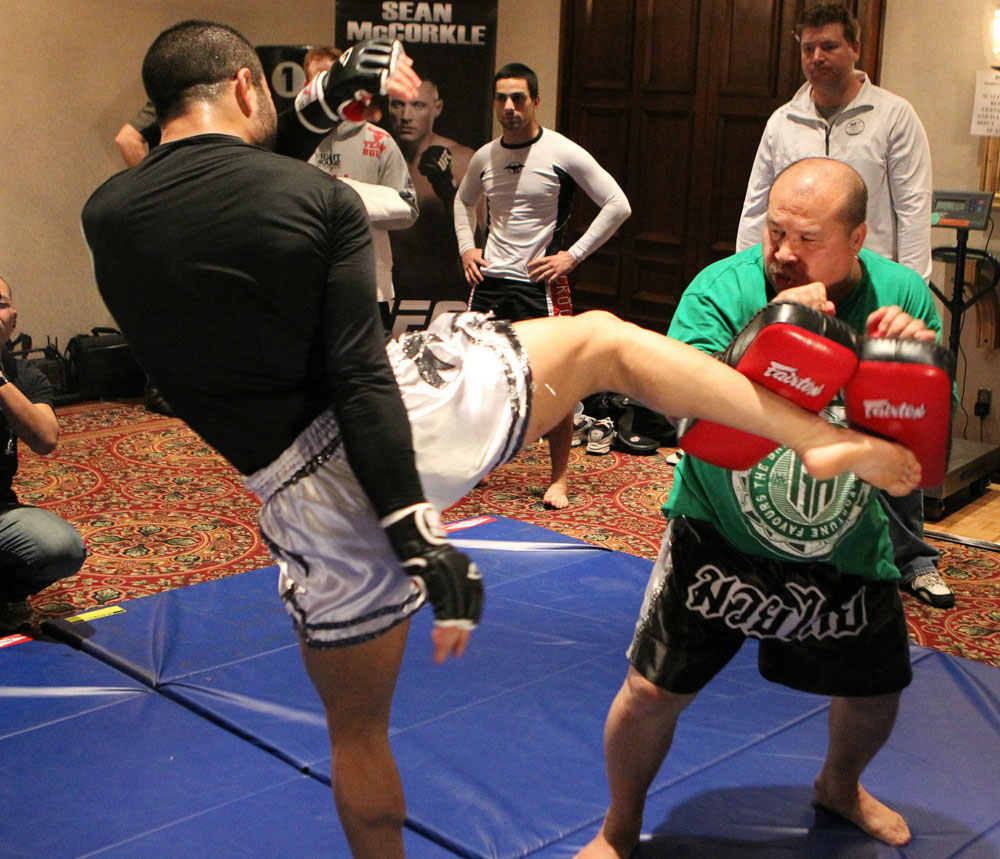 UFC 124 open workouts at the Marriott Chateau Champlain in on December 8, 2010 in Montreal, Quebec, Canada.