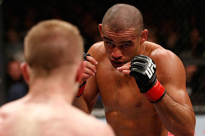 LONDON, ENGLAND - FEBRUARY 16: (R-L) Renan Barao squares off with Michael McDonald in their interim bantamweight title fight during the UFC on Fuel TV event on February 16, 2013 at Wembley Arena in London, England. (Photo by Josh Hedges/Zuffa LLC/Zuffa LLC via Getty Images)