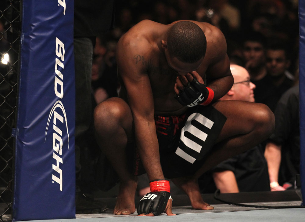 TORONTO, ON - DECEMBER 10:  Jon "Bones" Jones prepares to enter the Octagon before his bout against Lyoto Machida during the UFC 140 event at Air Canada Centre on December 10, 2011 in Toronto, Ontario, Canada.  (Photo by Nick Laham/Zuffa LLC/Zuffa LLC via Getty Images)