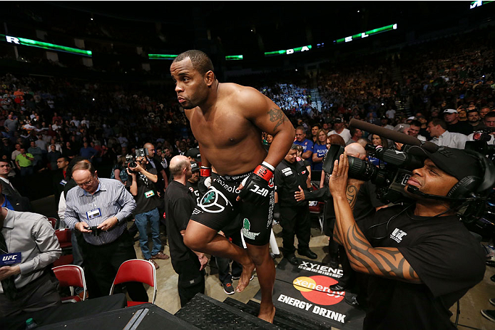HOUSTON, TEXAS - OCTOBER 19:  Daniel Cormier enters the Octagon before facing Roy Nelson (not pictured) in their UFC heavyweight bout at the Toyota Center on October 19, 2013 in Houston, Texas. (Photo by Nick Laham/Zuffa LLC/Zuffa LLC via Getty Images)