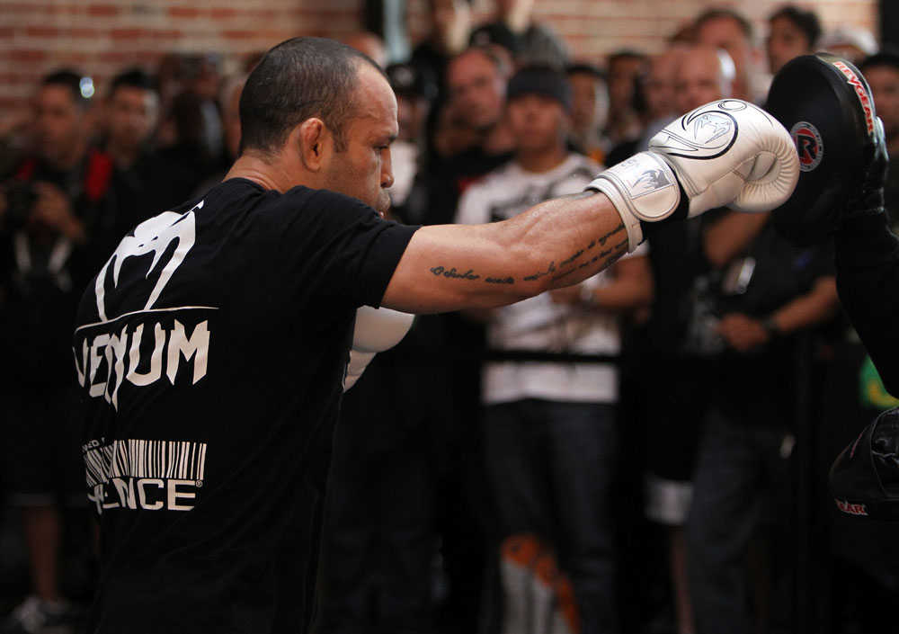 SAN JOSE, CA - NOVEMBER 16:  Wanderlei Silva works out for the fans and media during the UFC 139 open workouts at the Heroes Martial Arts Gym on November 16, 2011 in San Jose, California.  (Photo by Josh Hedges/Zuffa LLC/Zuffa LLC via Getty Images)