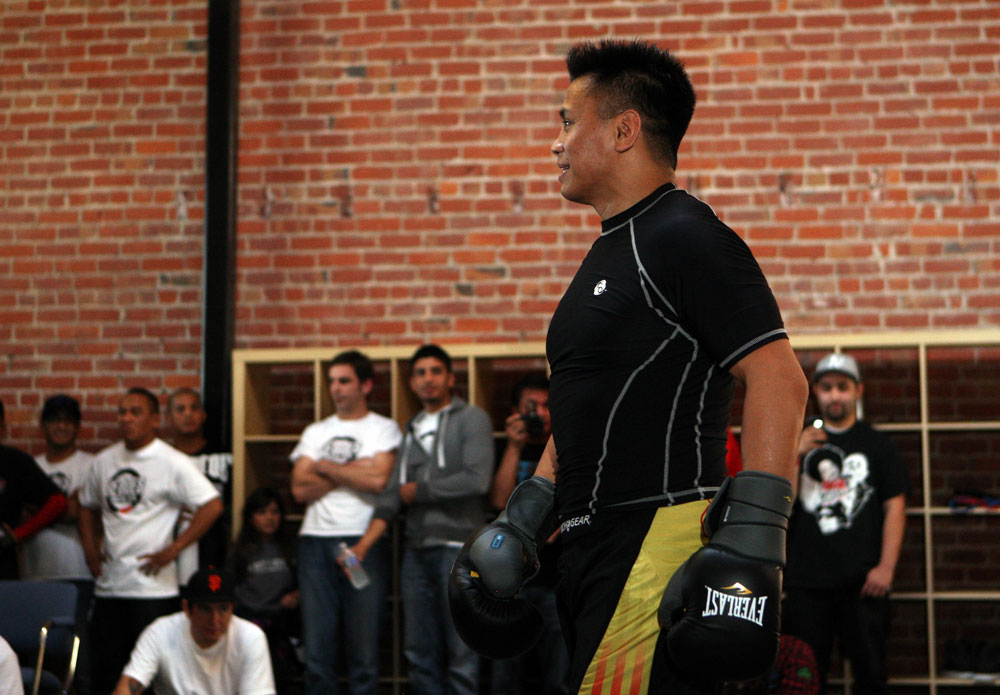 SAN JOSE, CA - NOVEMBER 16:  Cung Le works out for the fans and media during the UFC 139 open workouts at the Heroes Martial Arts Gym on November 16, 2011 in San Jose, California.  (Photo by Josh Hedges/Zuffa LLC/Zuffa LLC via Getty Images)