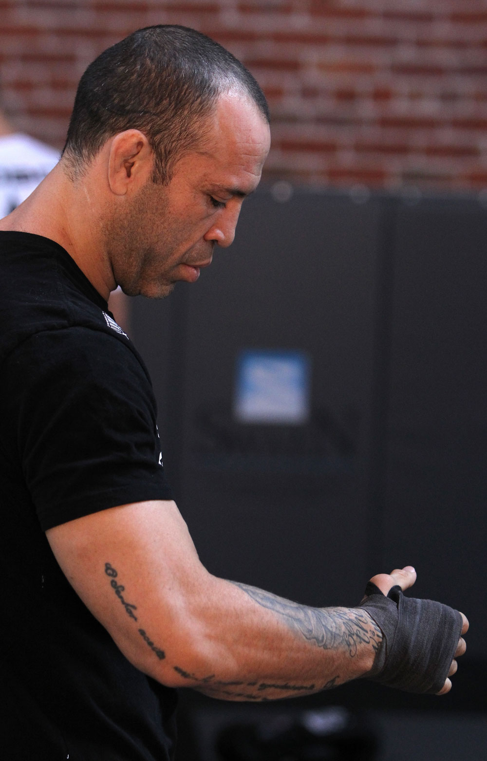 SAN JOSE, CA - NOVEMBER 16:  Wanderlei Silva wraps his hands before working out for the fans and media during the UFC 139 open workouts at the Heroes Martial Arts Gym on November 16, 2011 in San Jose, California.  (Photo by Josh Hedges/Zuffa LLC/Zuffa LLC via Getty Images)