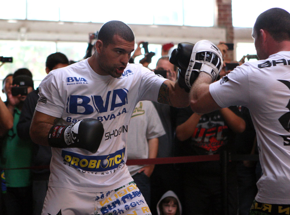 SAN JOSE, CA - NOVEMBER 16:  Mauricio "Shogun" Rua works out for the fans and media during the UFC 139 open workouts at the Heroes Martial Arts Gym on November 16, 2011 in San Jose, California.  (Photo by Josh Hedges/Zuffa LLC/Zuffa LLC via Getty Images)
