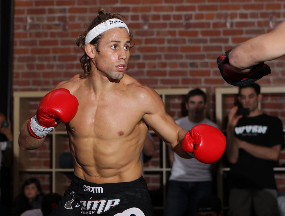 SAN JOSE, CA - NOVEMBER 16:  Urijah Faber works out for the fans and media during the UFC 139 open workouts at the Heroes Martial Arts Gym on November 16, 2011 in San Jose, California.  (Photo by Josh Hedges/Zuffa LLC/Zuffa LLC via Getty Images)