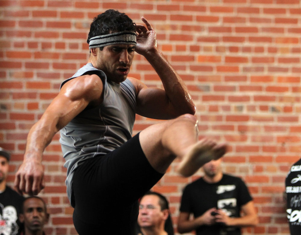 SAN JOSE, CA - NOVEMBER 16:   Danny Castillo works out for the fans and media during the UFC 139 open workouts at the Heroes Martial Arts Gym on November 16, 2011 in San Jose, California.  (Photo by Josh Hedges/Zuffa LLC/Zuffa LLC via Getty Images)