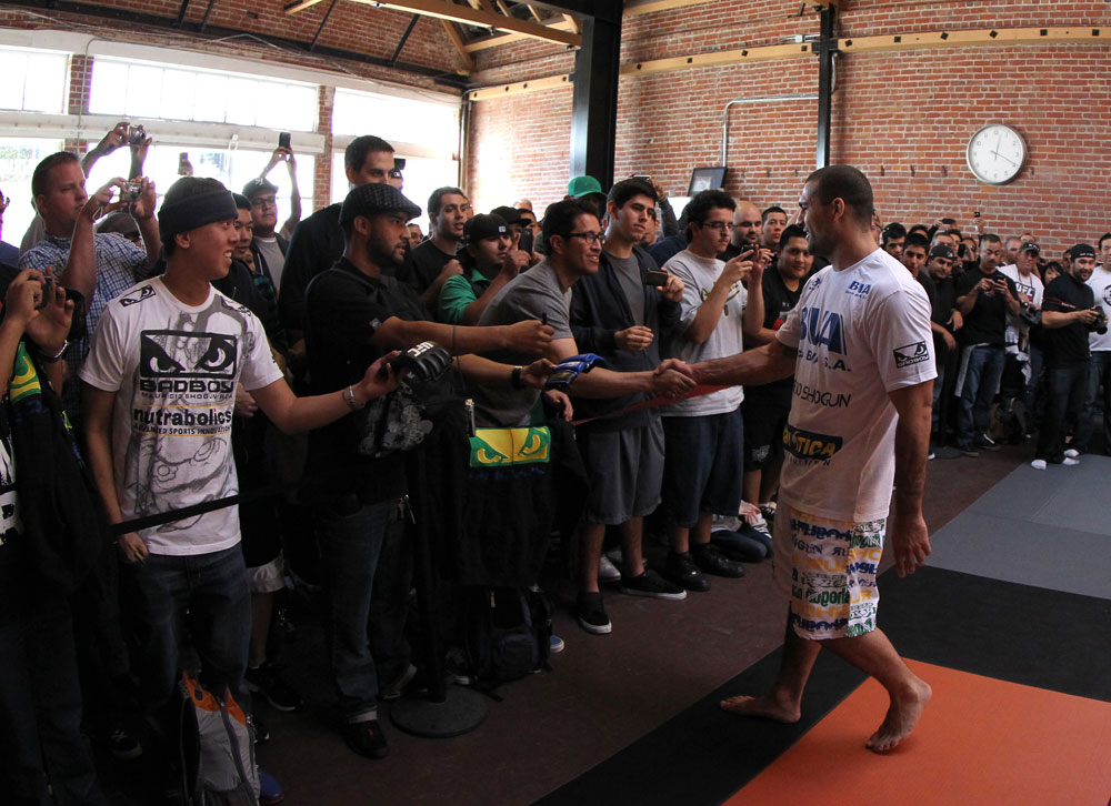 SAN JOSE, CA - NOVEMBER 16:  Mauricio "Shogun" Rua greets fans after working out during the UFC 139 open workouts at the Heroes Martial Arts Gym on November 16, 2011 in San Jose, California.  (Photo by Josh Hedges/Zuffa LLC/Zuffa LLC via Getty Images)