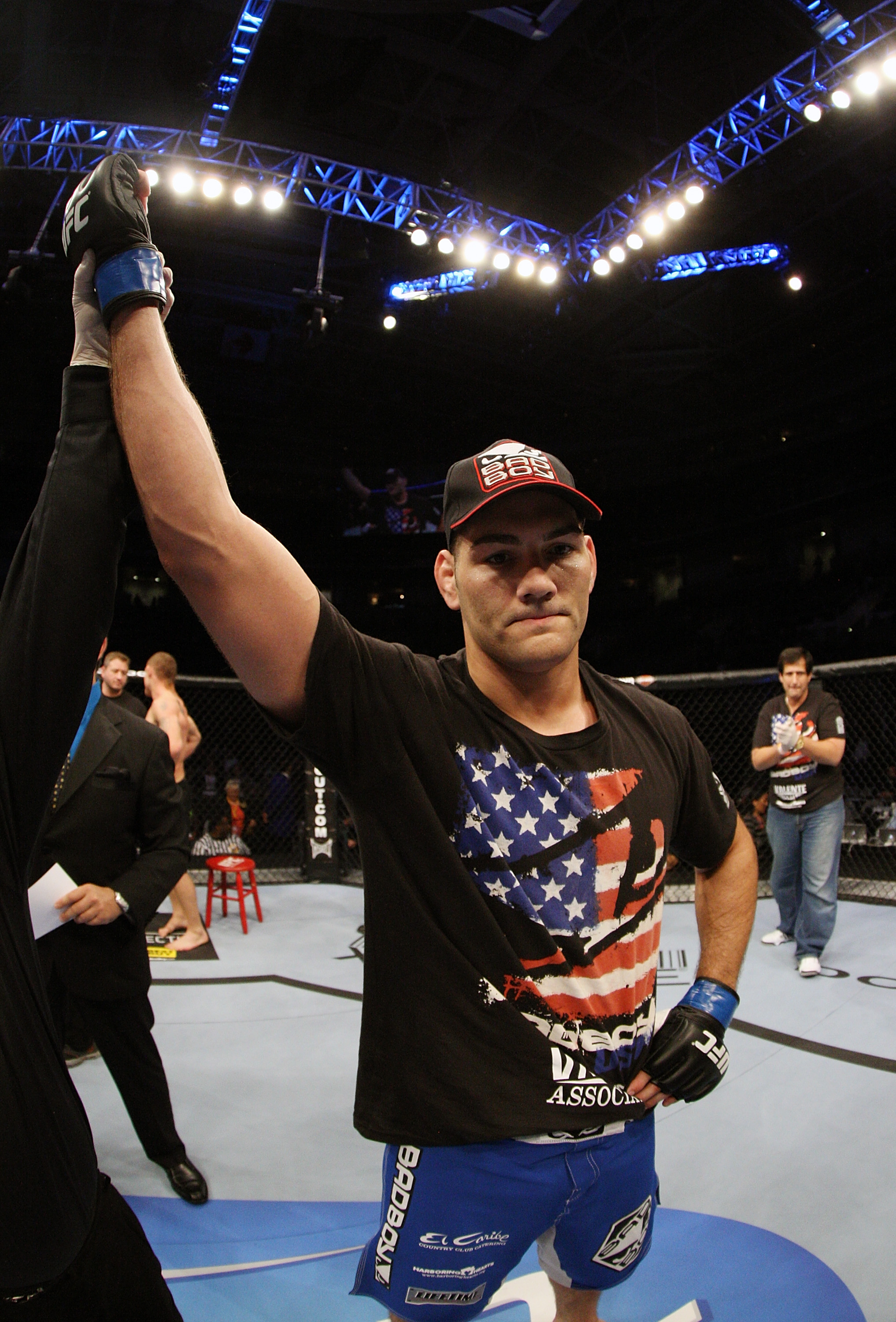 SAN JOSE, CA - NOVEMBER 19: Chris Weidman celebrates his win over Tom Lawlor at the HP Pavilion on November 19, 2011 in San Jose, California. (Photo by Josh Hedges/Zuffa LLC/Zuffa LLC via Getty Images)