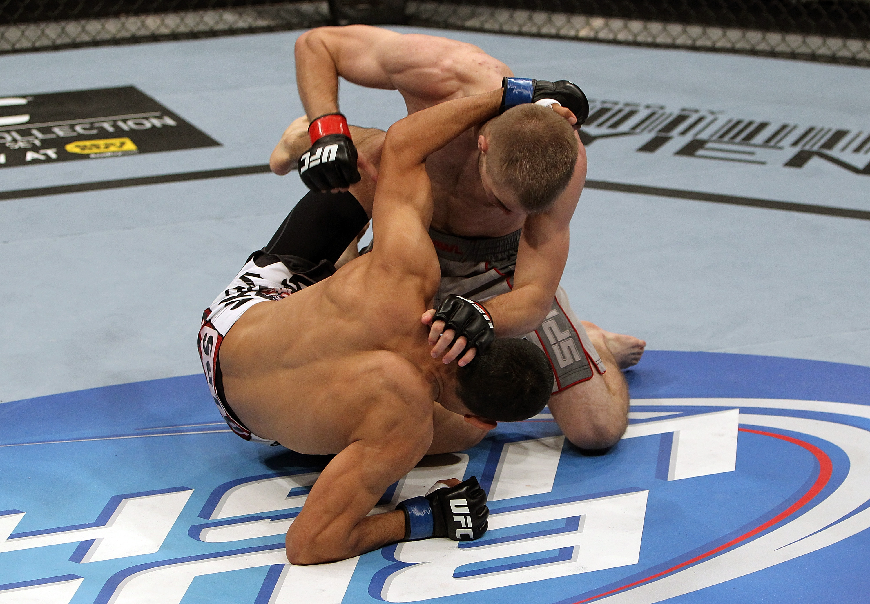 SAN JOSE, CA - NOVEMBER 19: (R-L) Michael McDonald punches Alex Soto during an UFC Bantamweight bout at the HP Pavillion on November 19, 2011 in San Jose, California. (Photo by Josh Hedges/Zuffa LLC/Zuffa LLC via Getty Images)