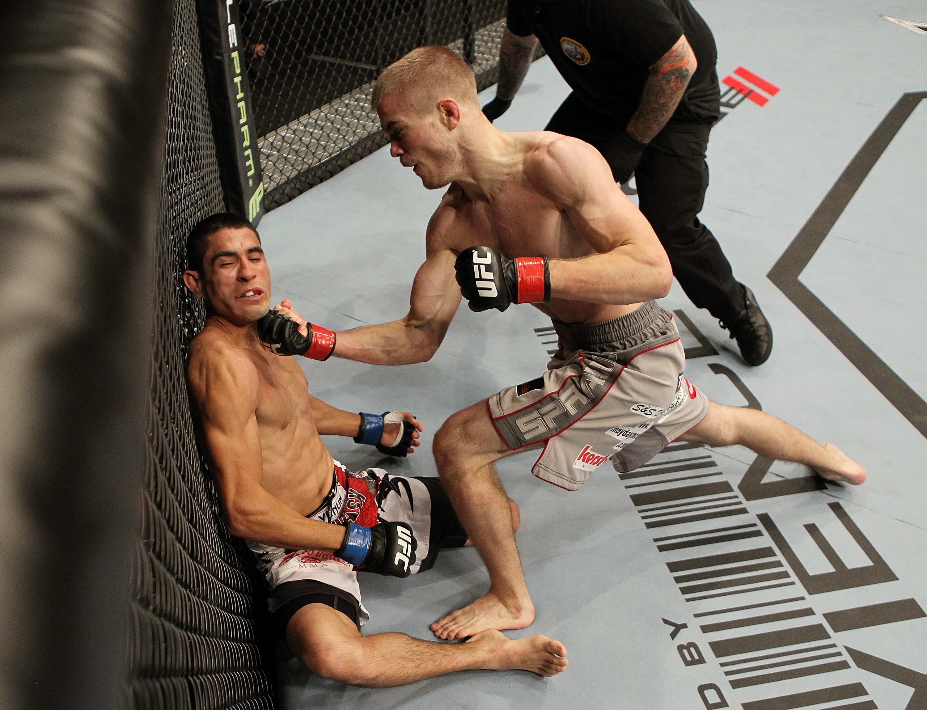 SAN JOSE, CA - NOVEMBER 19: (R-L) Michael McDonald punches Alex Soto during an UFC Bantamweight bout at the HP Pavilion on November 19, 2011 in San Jose, California. (Photo by Josh Hedges/Zuffa LLC/Zuffa LLC via Getty Images)