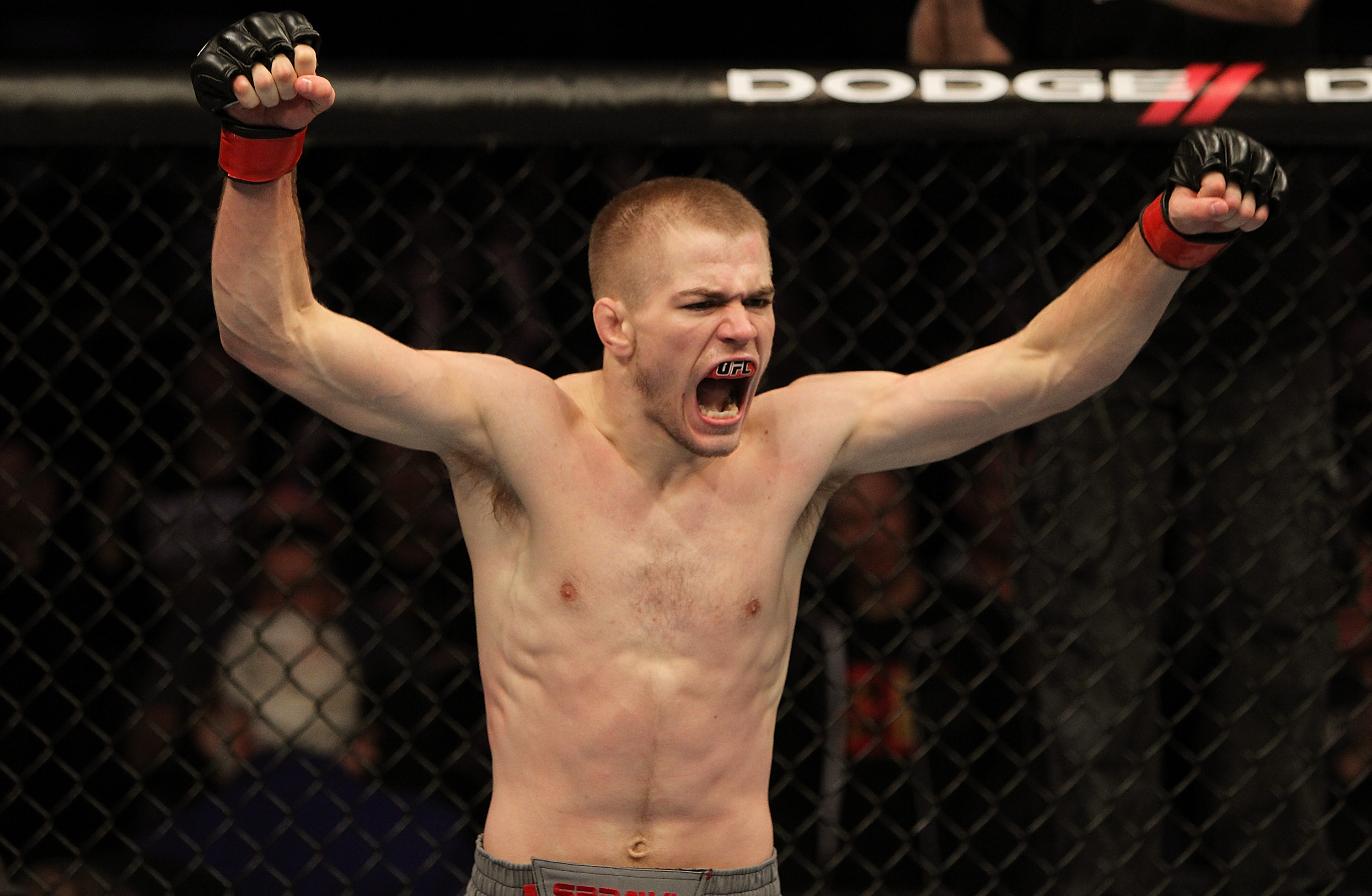 SAN JOSE, CA - NOVEMBER 19: Michael McDonald celebrates defeating Alex Soto during an UFC Bantamweight bout at the HP Pavillion on November 19, 2011 in San Jose, California. (Photo by Josh Hedges/Zuffa LLC/Zuffa LLC via Getty Images)