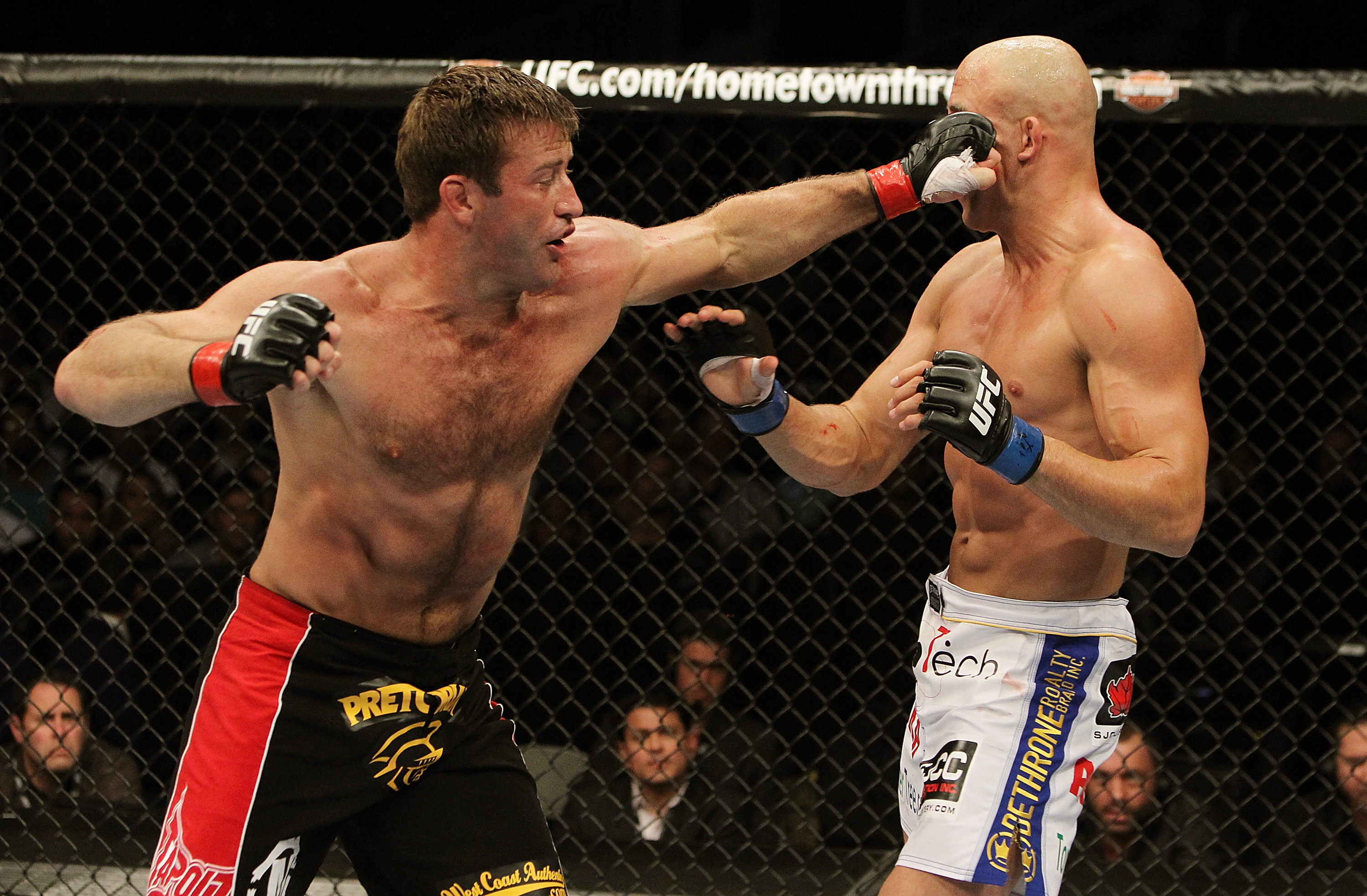 SAN JOSE, CA - NOVEMBER 19: (L-R) Stephan Bonnar punches Kyle Kingsbury during an UFC Light Heavywieght bout at the HP Pavillion on November 19, 2011 in San Jose, California. (Photo by Josh Hedges/Zuffa LLC/Zuffa LLC via Getty Images)