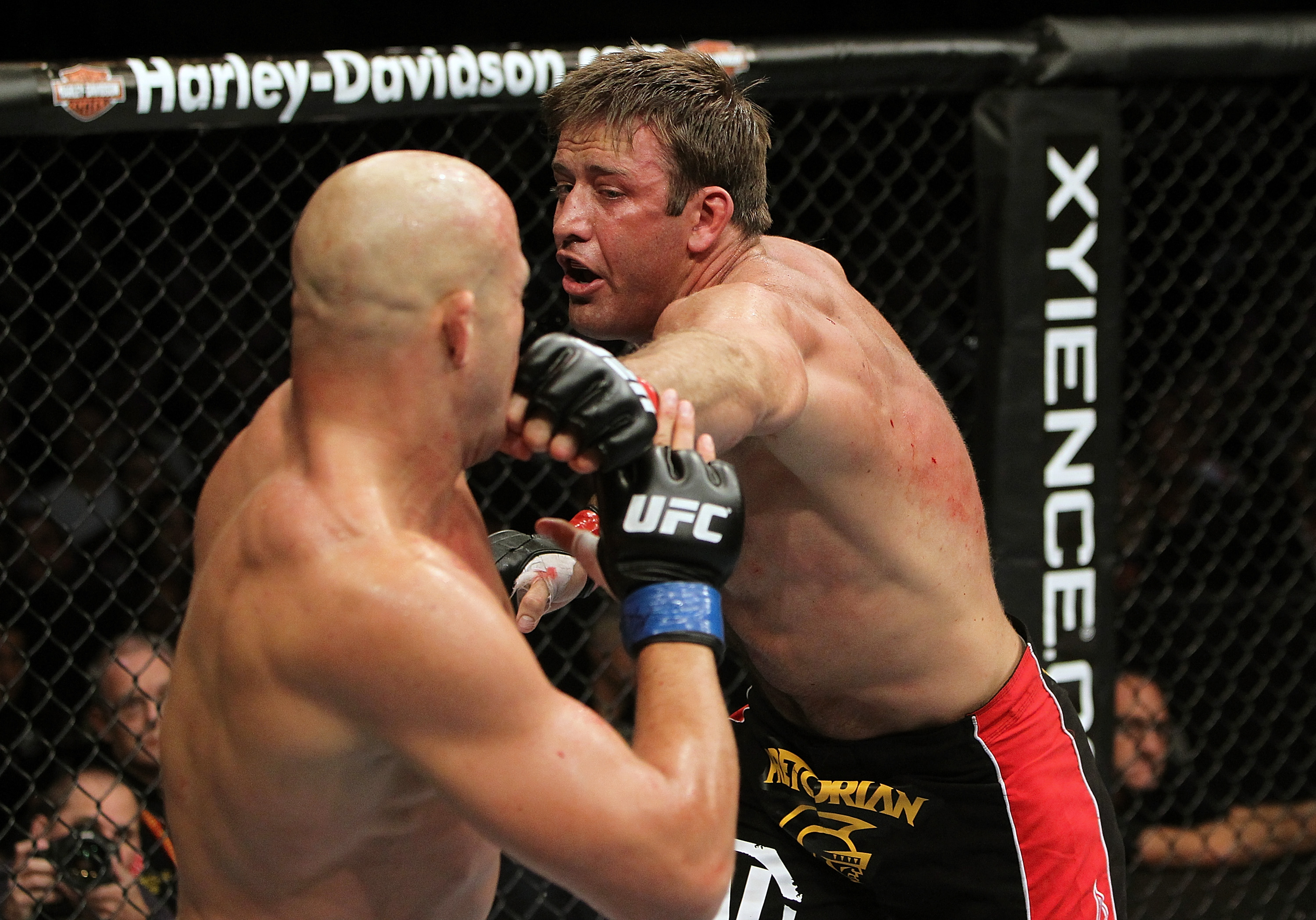 SAN JOSE, CA - NOVEMBER 19: (R-L) Stephan Bonnar punches Kyle Kingsbury during an UFC Light Heavywieght bout at the HP Pavillion on November 19, 2011 in San Jose, California. (Photo by Josh Hedges/Zuffa LLC/Zuffa LLC via Getty Images)