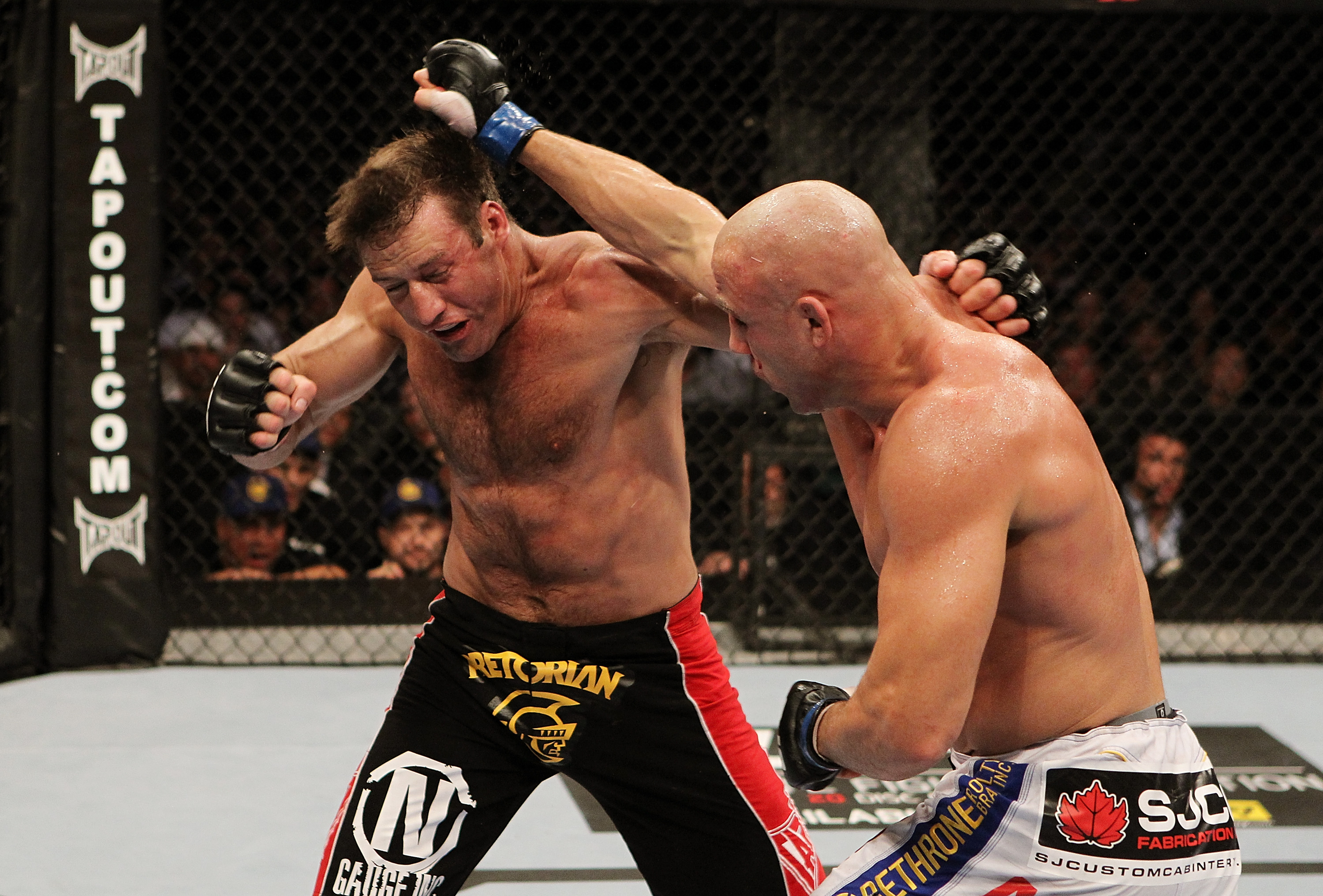 SAN JOSE, CA - NOVEMBER 19: (L-R) Stephan Bonnar dodges the punch of Kyle Kingsbury during an UFC Light Heavywieght bout at the HP Pavilion on November 19, 2011 in San Jose, California. (Photo by Josh Hedges/Zuffa LLC/Zuffa LLC via Getty Images)