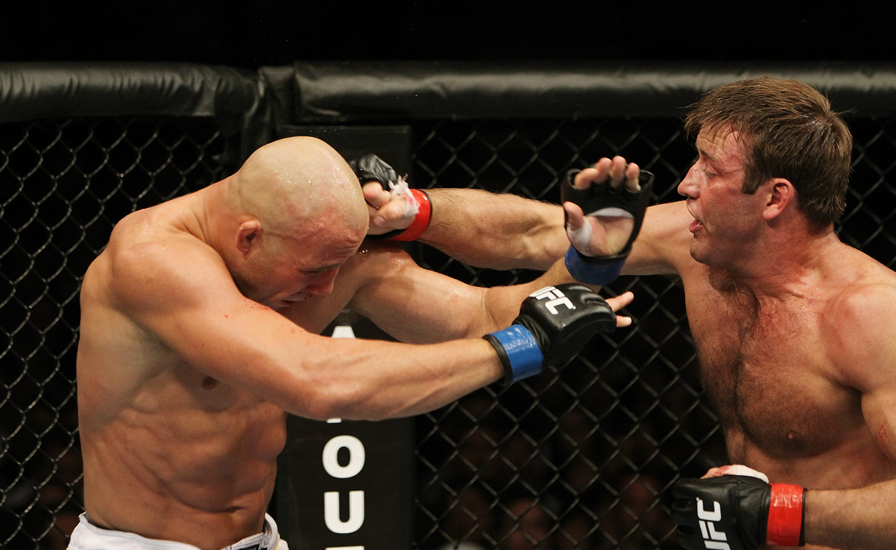 SAN JOSE, CA - NOVEMBER 19: (R-L) Stephan Bonnar punches Kyle Kingsbury during an UFC Light Heavywieght bout at the HP Pavillion on November 19, 2011 in San Jose, California. (Photo by Josh Hedges/Zuffa LLC/Zuffa LLC via Getty Images)