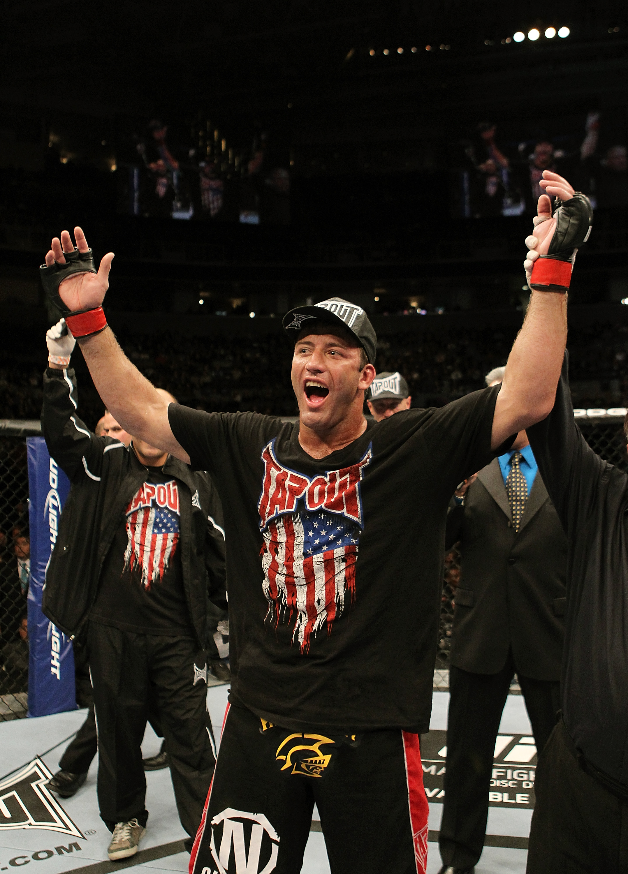 SAN JOSE, CA - NOVEMBER 19: Stephan Bonnar celebrates defeating Kyle Kingsbury during an UFC Light Heavywieght bout at the HP Pavillion on November 19, 2011 in San Jose, California. (Photo by Josh Hedges/Zuffa LLC/Zuffa LLC via Getty Images)